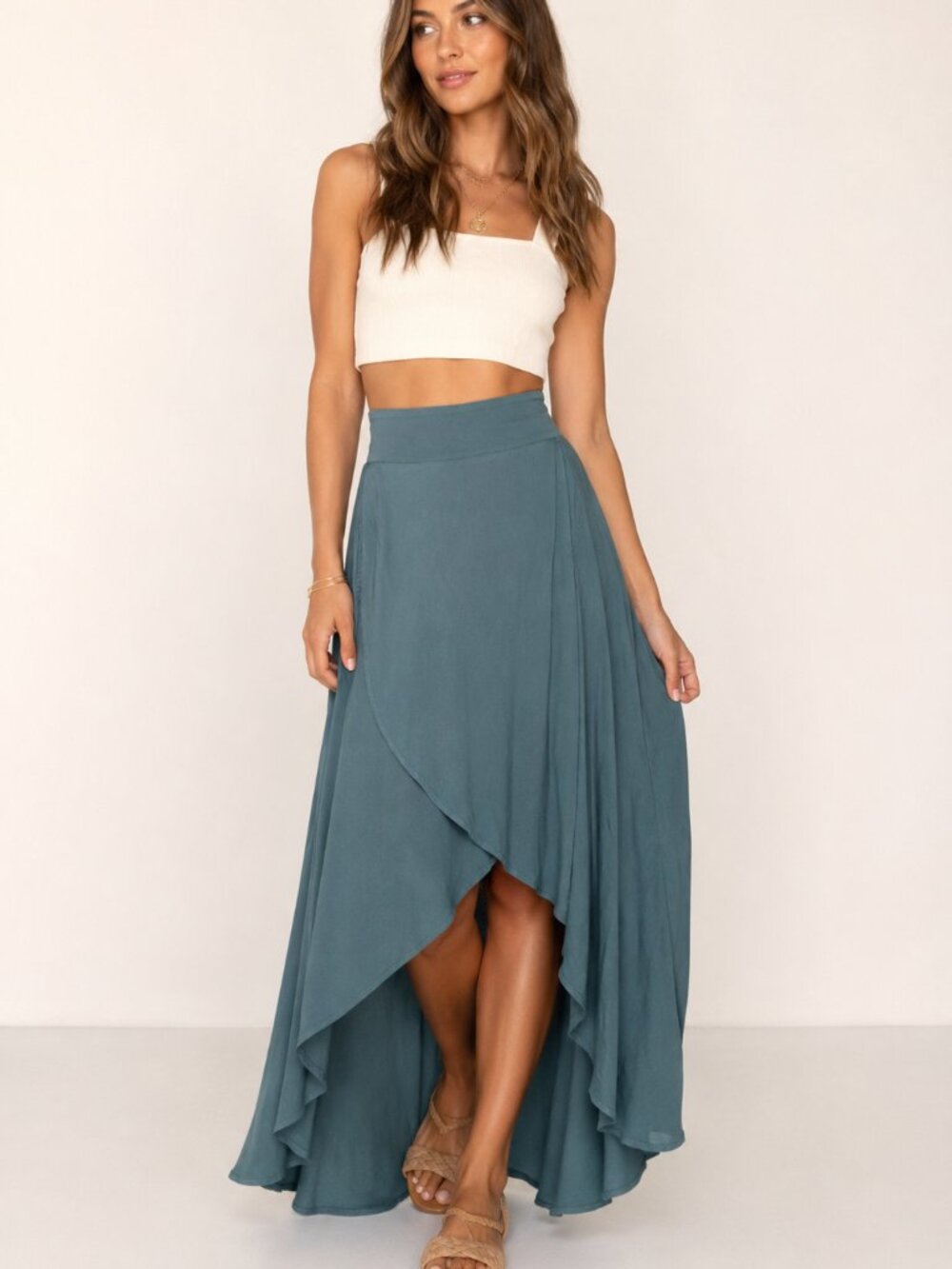 O’Neill Ambrosio Teal High-Low Maxi Skirt – Size S